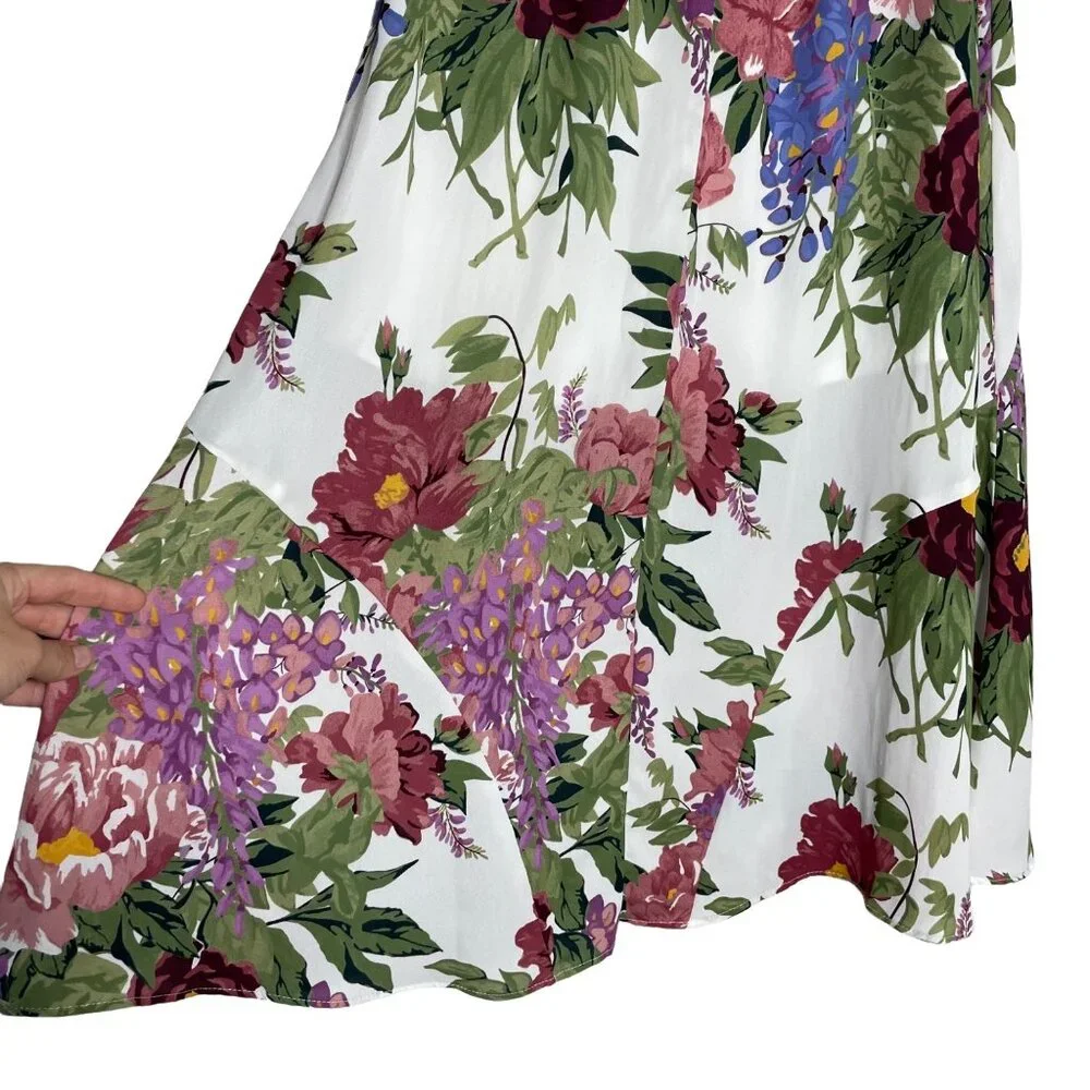 Show Me Your Mumu Tea Party Midi Skirt Size Small Floral Green Pink SMYM